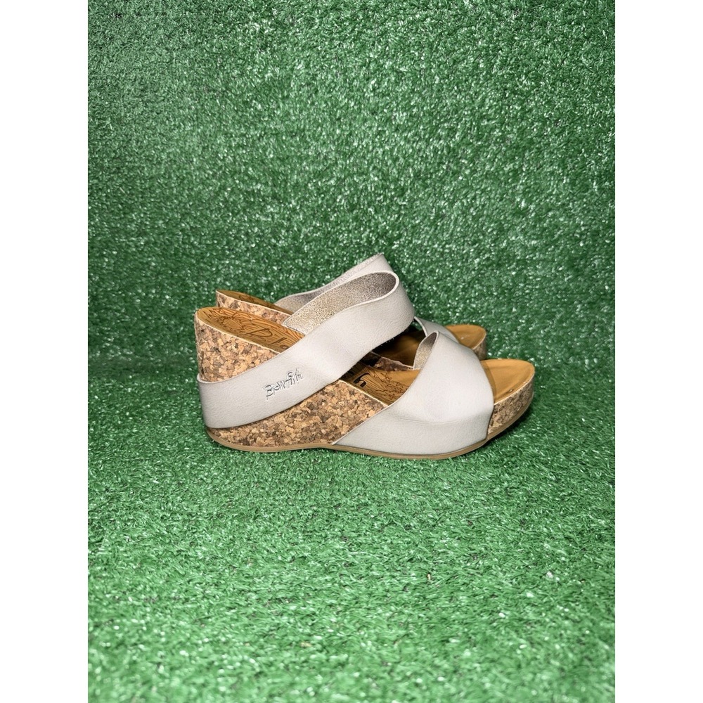 Blowfish Malibu Wedge Sandals Womens Size 9 Silver Cork Slip On Strappy Slides